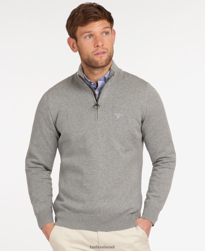 Barbour חיל הים גברים סוודר כותנה חצי רוכסן R86Z6X1085 הַלבָּשָׁה
