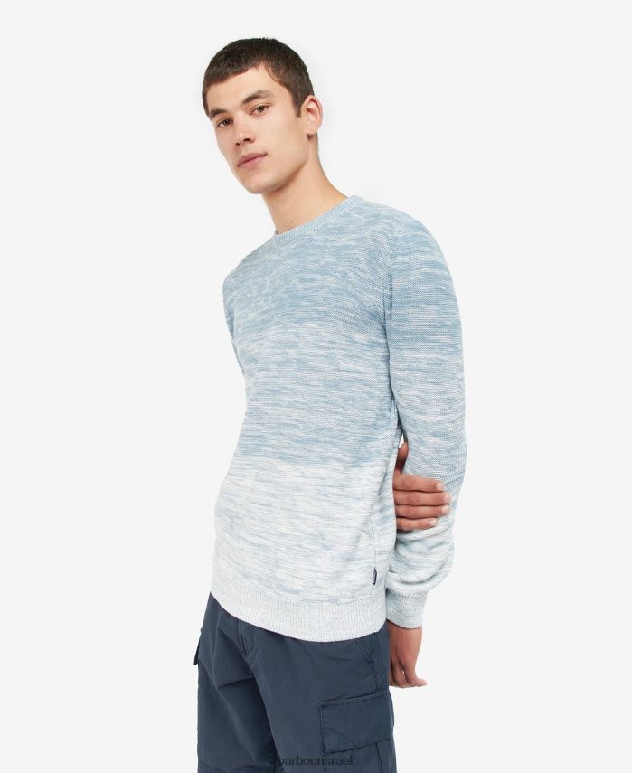 Barbour כחול פודרה גברים מגשר סרוג עם צווארון ברדינג אומברה R86Z6X1123 הַלבָּשָׁה