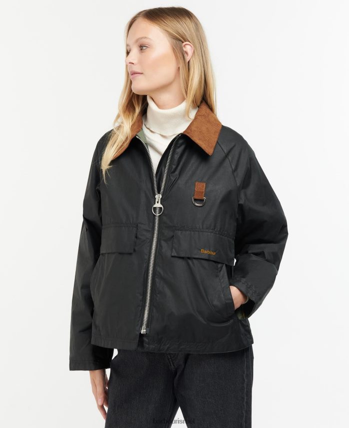 Barbour ארכיון זית/עתיק נשים מעיל אדלסטון בשעווה R86Z6X1383 הַלבָּשָׁה