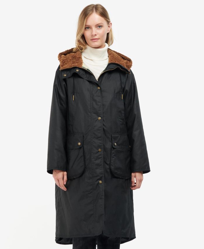 Barbour טרטן שחור/עתיק נשים מעיל שעווה גוניסטר R86Z6X1395 הַלבָּשָׁה