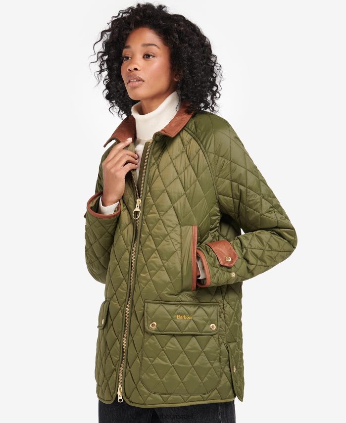 Barbour שחור/עתיק נשים ז'קט קווילטי קלהם R86Z6X1462 הַלבָּשָׁה