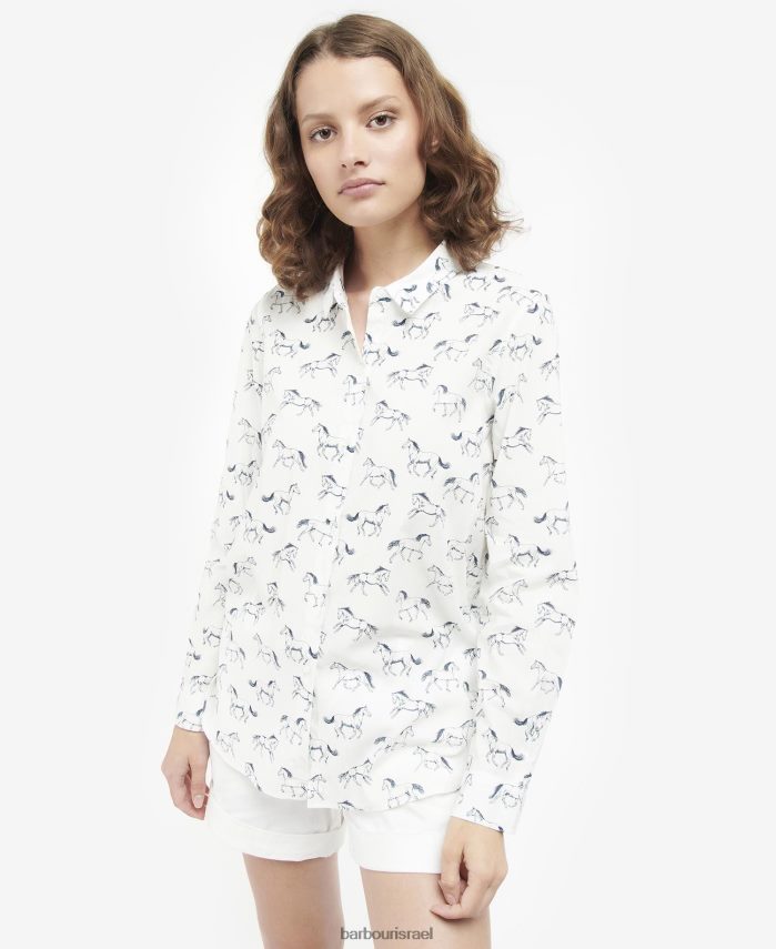 Barbour הדפס ענן/רב כלבים נשים חולצת ספארי R86Z6X1607 הַלבָּשָׁה
