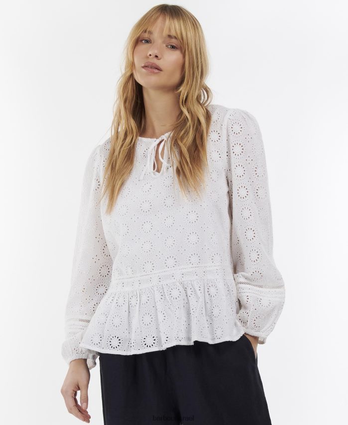 Barbour לבן נשים עליונית שרברי R86Z6X1631 הַלבָּשָׁה