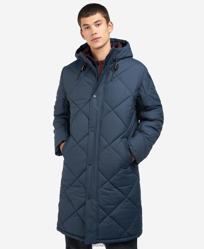 Barbour שחור/קורדובן גברים ז'קט קווילט של מלברי R86Z6X166 הַלבָּשָׁה