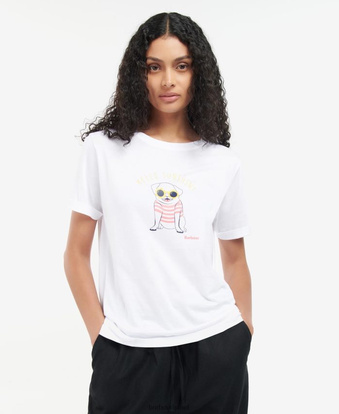 Barbour לבן נשים חולצת טריקו של אדיסון R86Z6X1666 הַלבָּשָׁה