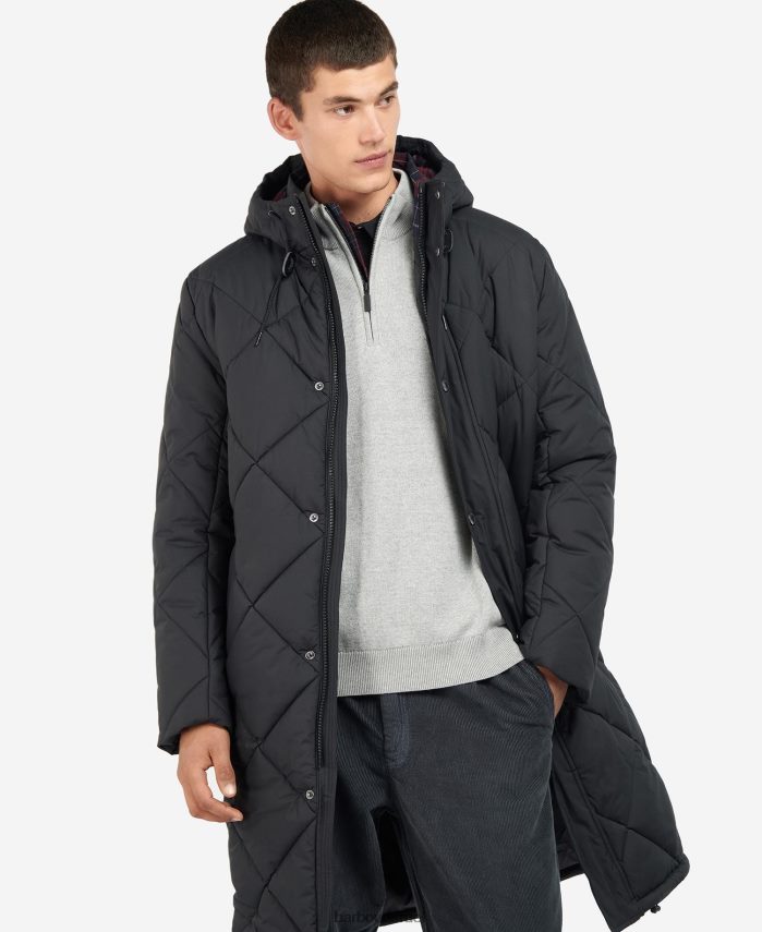 Barbour שחור/קורדובן גברים ז'קט קווילט של מלברי R86Z6X167 הַלבָּשָׁה