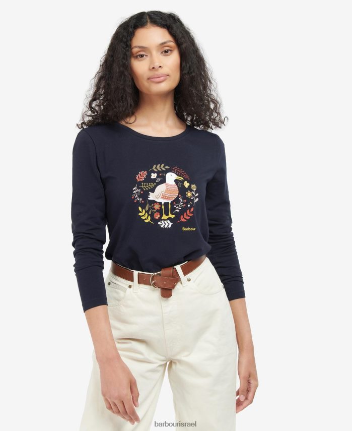 Barbour חיל הים נשים חולצת טי של לאנגסטון R86Z6X1727 הַלבָּשָׁה