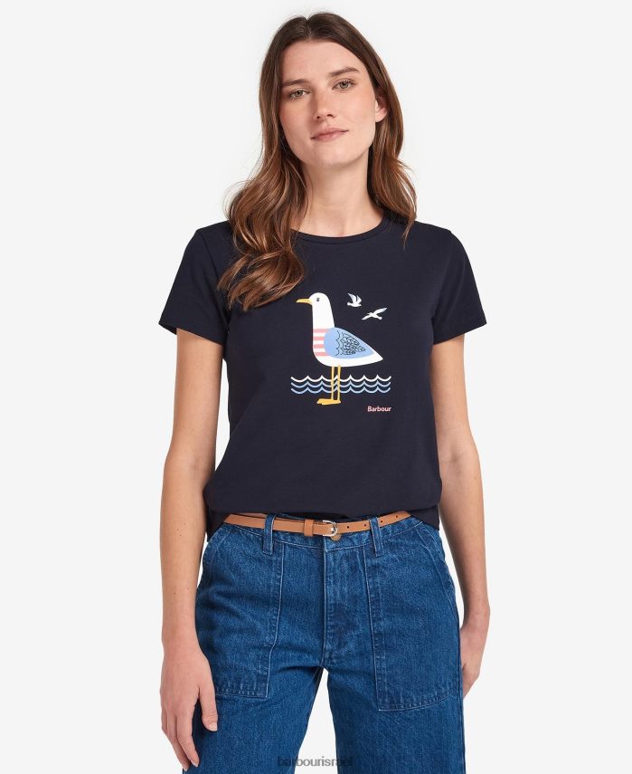 Barbour חיל הים הקלאסי נשים חולצת טריקו של מרסיסייד R86Z6X1741 הַלבָּשָׁה