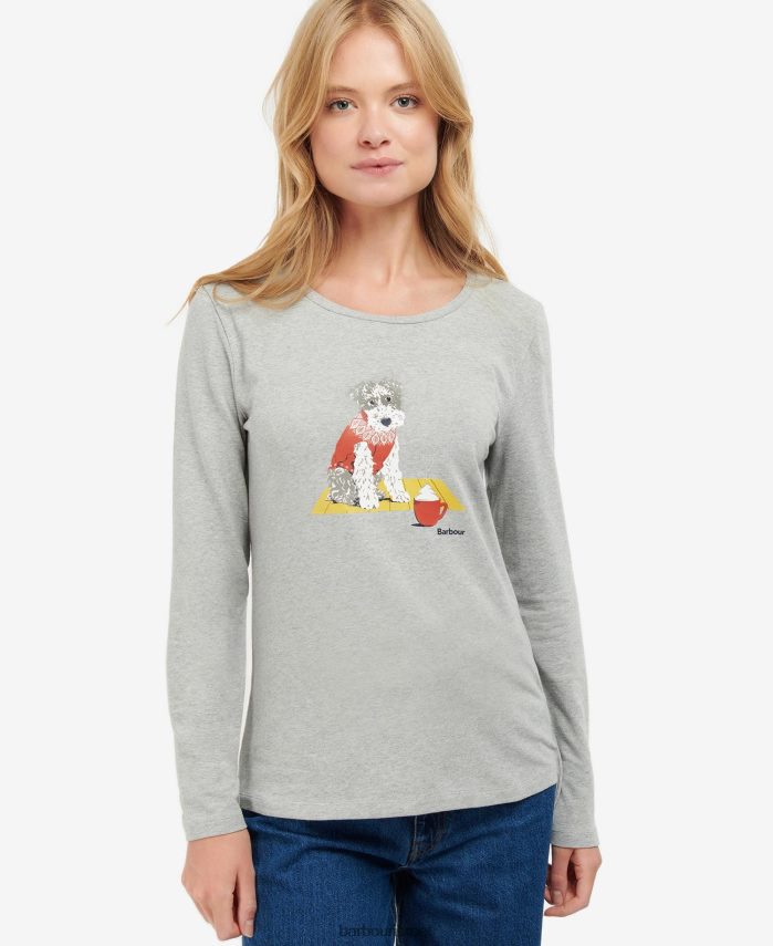 Barbour זה חוואר אפור נשים חולצת טריקו של פיירספילד R86Z6X1745 הַלבָּשָׁה