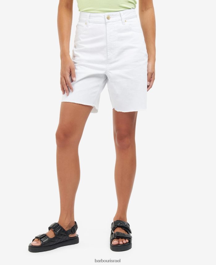 Barbour לבן קלאסי נשים מכנסי גליקה קצרים R86Z6X1788 הַלבָּשָׁה
