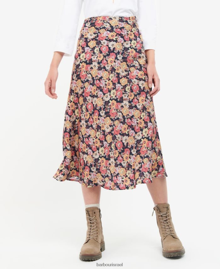 Barbour חיל הים פרחוני נשים חצאית קורליין R86Z6X1827 הַלבָּשָׁה