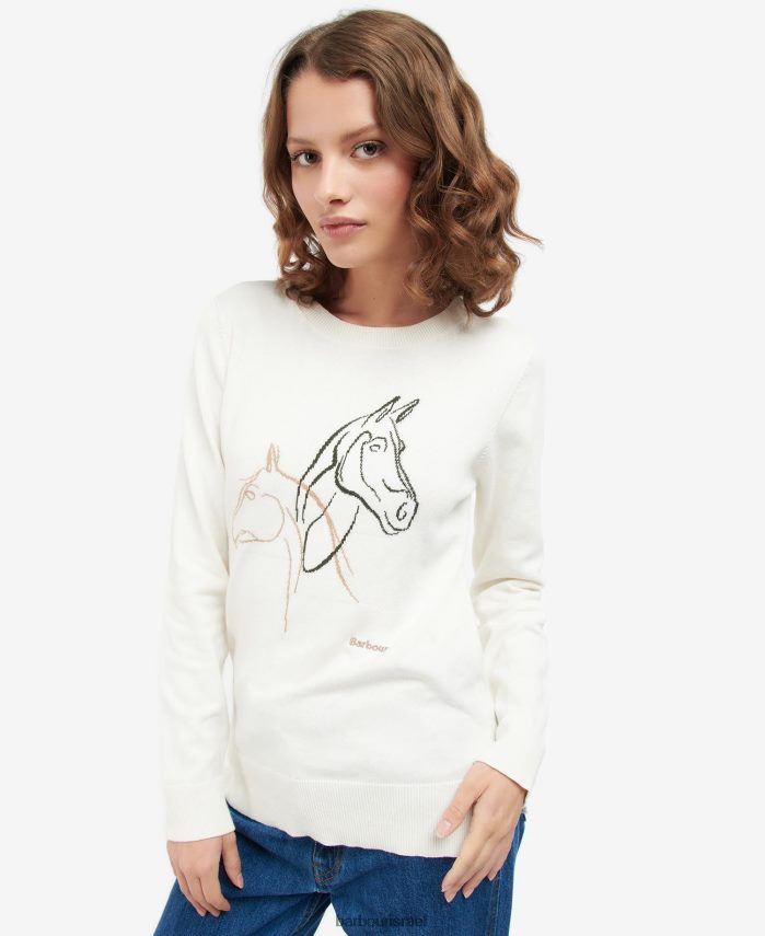 Barbour צבע קרם נשים מגשר סרוג אברש R86Z6X1925 הַלבָּשָׁה