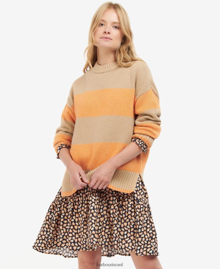 Barbour פס פפאיה נשים מגשר סרוג של אזילי R86Z6X1939 הַלבָּשָׁה