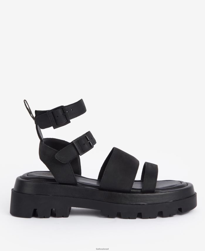 Barbour שחור קלאסי נשים סנדלי לוגן R86Z6X2122 הַנעָלָה