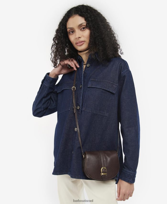 Barbour חום כהה נשים תיק אוכף מעור לייר R86Z6X2405 אביזרים