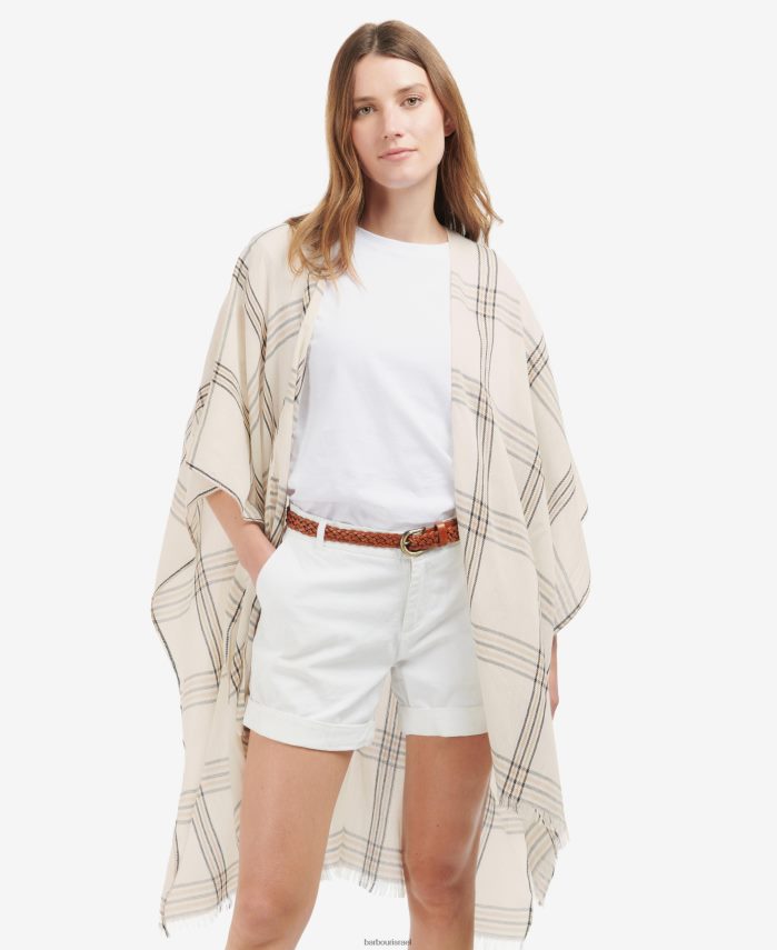 Barbour לחש לבן נשים צעיף משובץ ירקן R86Z6X2445 אביזרים