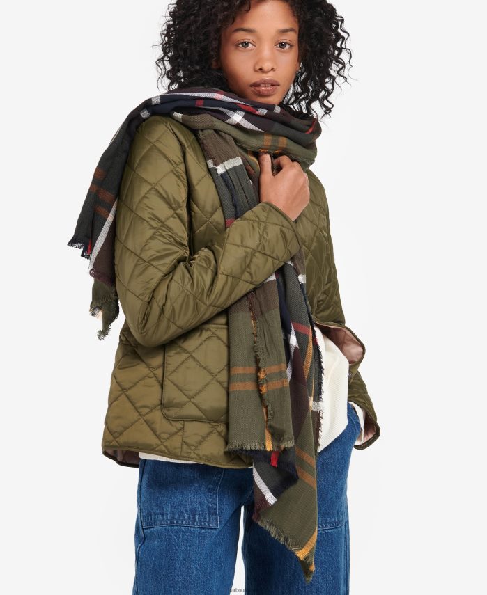 Barbour איריס/צי נשים צעיף טרטן של לוסינדה R86Z6X2447 אביזרים