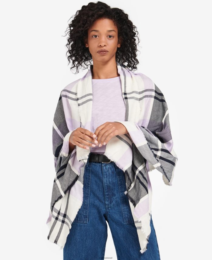 Barbour איריס/צי נשים צעיף טרטן של לוסינדה R86Z6X2452 אביזרים