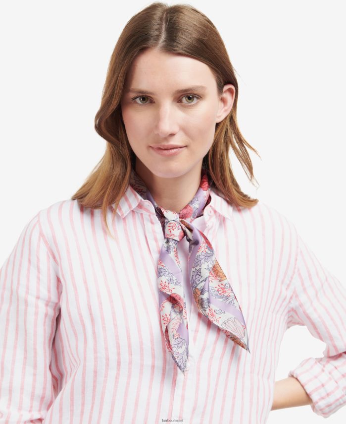 Barbour לבן/לבנדר נשים צעיף מרובע בהדפס פרחים R86Z6X2453 אביזרים