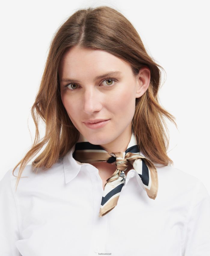 Barbour תעלה/צי נשים צעיף מרובע משובץ של סטנטון R86Z6X2462 אביזרים