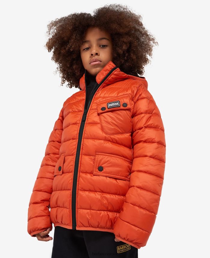 Barbour שחור צהוב בנים ז'קט קווילט עם קפוצ'ון של אוסטון R86Z6X2477 הַלבָּשָׁה