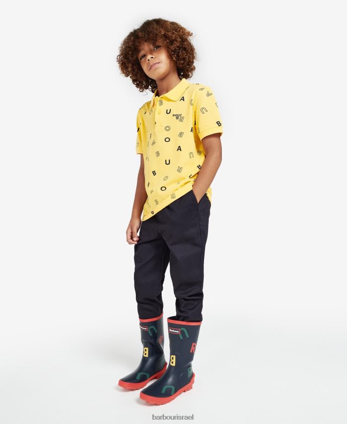 Barbour צהוב מולבן שמש בנים חולצת פולו של קספר R86Z6X2518 הַלבָּשָׁה