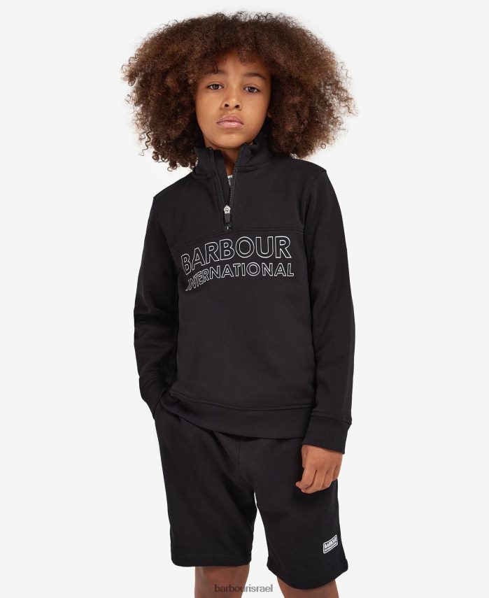 Barbour שחור קלאסי בנים סט סווטשירט ומכנסיים קצרים עם חצי רוכסן R86Z6X2536 הַלבָּשָׁה