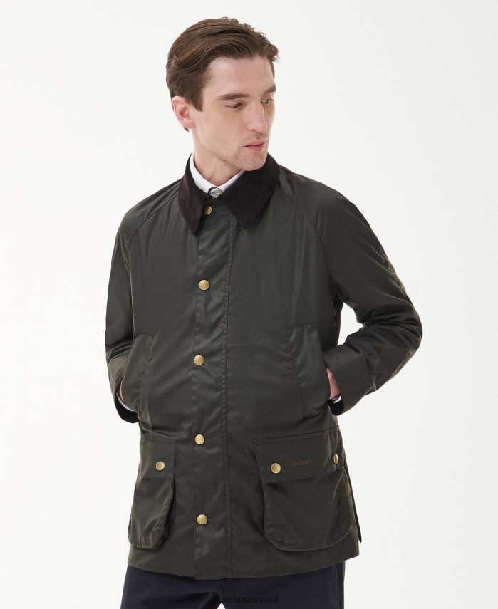 Barbour זית גברים מעיל שעווה של יוניון ג'ק אשבי במהדורה מוגבלת R86Z6X3 הַלבָּשָׁה