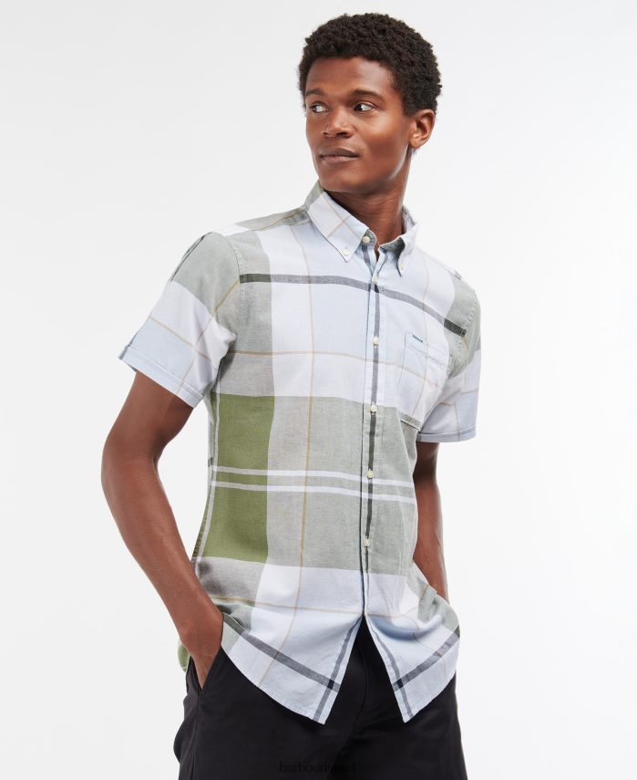 Barbour צי הקיץ גברים חולצה מחויטת שרוולים קצרים של דוגלס R86Z6X352 הַלבָּשָׁה