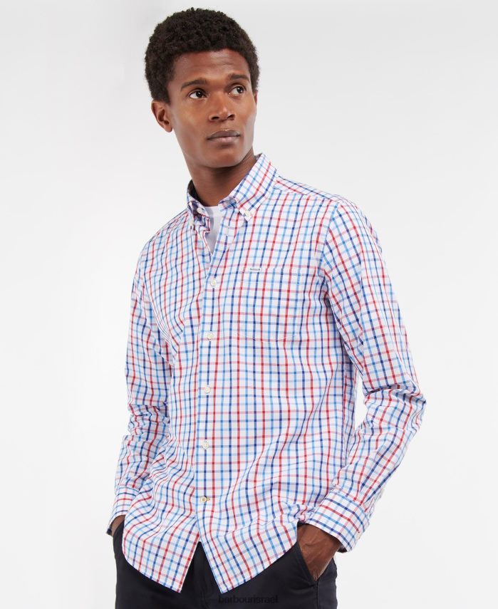 Barbour אָדוֹם גברים חולצה מחויטת אלדון R86Z6X380 הַלבָּשָׁה