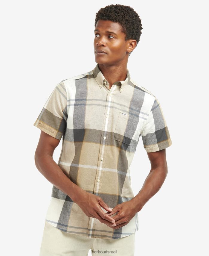 Barbour טרטן כחול קילדר גברים חולצה מחויטת שרוולים קצרים של דוגלס R86Z6X383 הַלבָּשָׁה