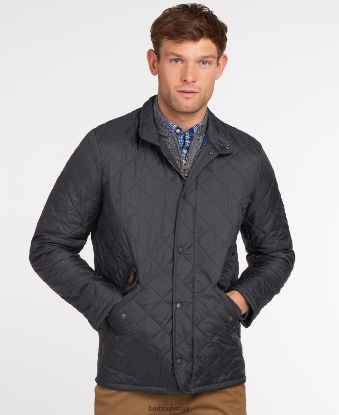 Barbour שָׁחוֹר גברים ז'קט קווילט של צ'לסי במשקל זבוב R86Z6X85 הַלבָּשָׁה
