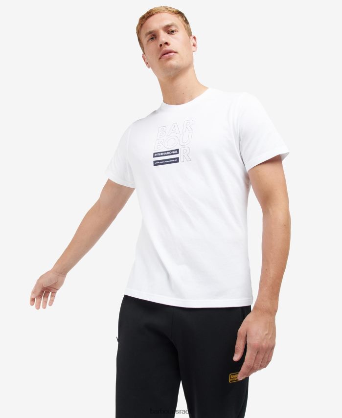 Barbour לבן קלאסי גברים חולצת טריקו בהדפס גרפי קובייה R86Z6X854 הַלבָּשָׁה