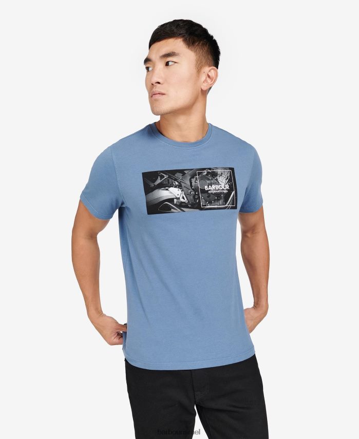 Barbour אופק כחול גברים חולצת טריקו בהדפס גרפי פייר R86Z6X948 הַלבָּשָׁה