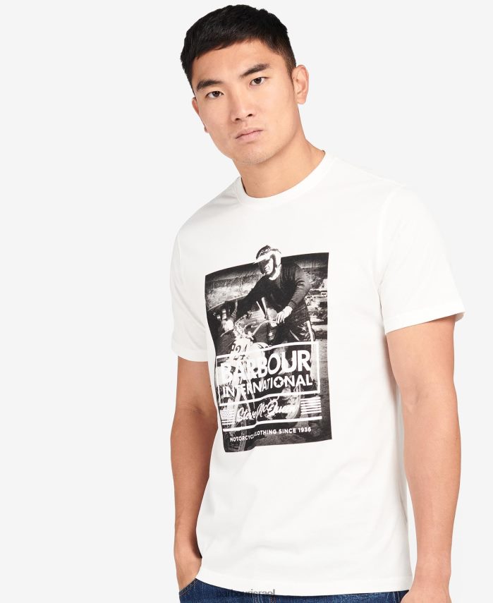 Barbour לחש לבן גברים חולצת טי גרפית של מוריס R86Z6X961 הַלבָּשָׁה