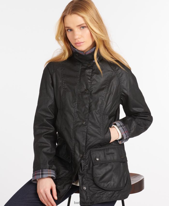 Barbour לִנְבּוּחַ נשים מעיל שעווה של beadnell R86Z6X1370 הַלבָּשָׁה
