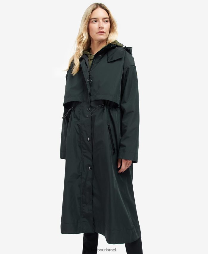 Barbour ירוק דקל נשים מעיל טרנץ' עמיד למים crossfields R86Z6X1532 הַלבָּשָׁה