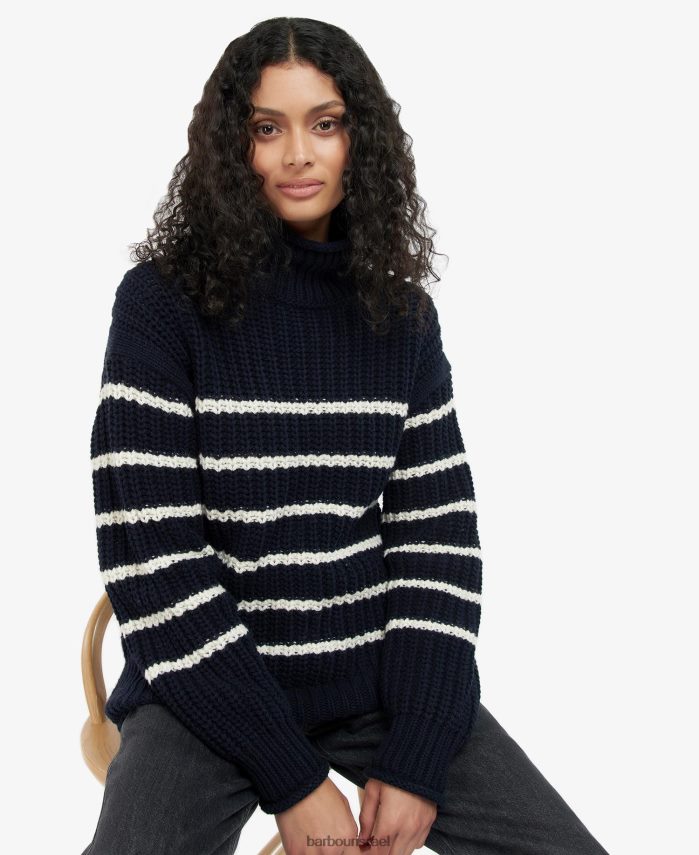 Barbour פס חיל הים נשים lunan לסרוג R86Z6X1956 הַלבָּשָׁה