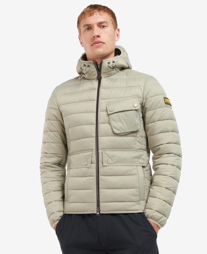 Barbour שָׁחוֹר גברים ז'קט קווילט עם קפוצ'ון racer ouston R86Z6X147 הַלבָּשָׁה