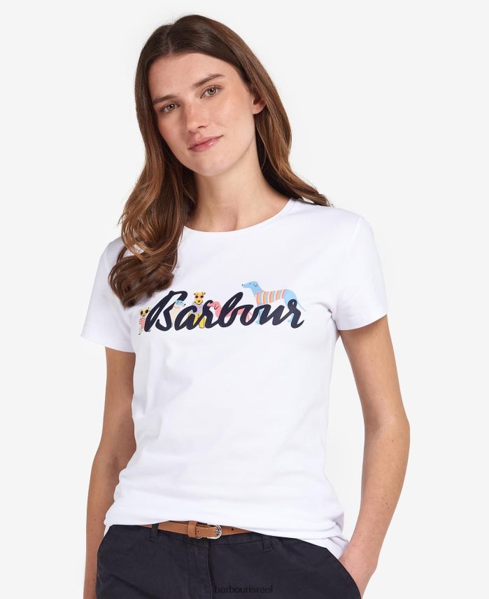 Barbour חוואר אפור בהיר נשים חולצת טריקו של southport R86Z6X1660 הַלבָּשָׁה