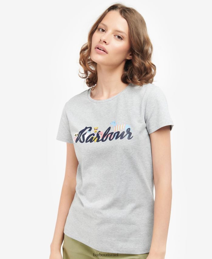 Barbour חוואר אפור בהיר נשים חולצת טריקו של southport R86Z6X1734 הַלבָּשָׁה