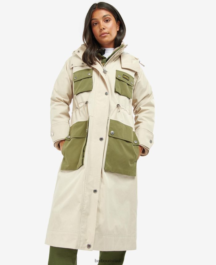 Barbour ירוק חצות נשים מעיל טרנץ' עמיד למים thruxton R86Z6X1535 הַלבָּשָׁה