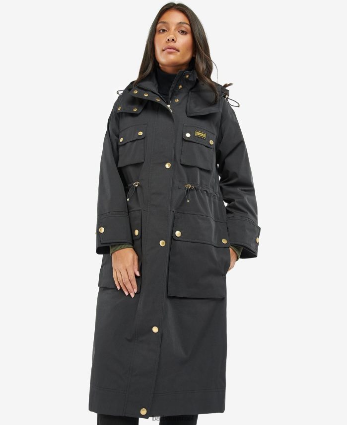Barbour ירוק חצות נשים מעיל טרנץ' עמיד למים thruxton R86Z6X1537 הַלבָּשָׁה