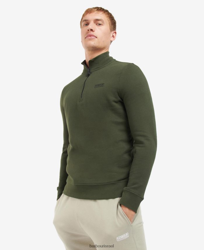 Barbour timberwolf גברים סווטשירט חיוני עם חצי רוכסן R86Z6X984 הַלבָּשָׁה