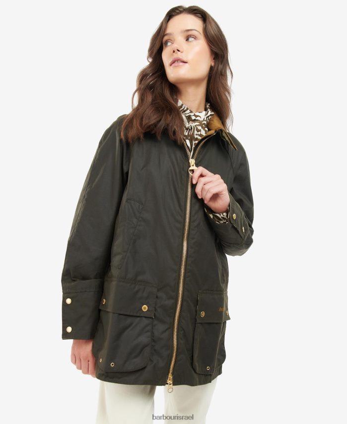 Barbour x House of Hackney זית/אקווס/קקאו נשים מעיל שעווה נוח R86Z6X1386 הַלבָּשָׁה