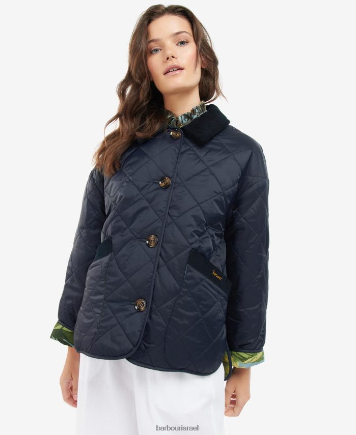 Barbour x House of Hackney חיל הים הכהה/לימרנס/שמיים נשים ז'קט קווילט הפיך של גרנסדן R86Z6X1432 הַלבָּשָׁה