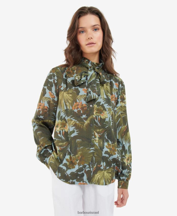 Barbour x House of Hackney רפיון/שמיים נשים חולצת בוהמיה R86Z6X1640 הַלבָּשָׁה