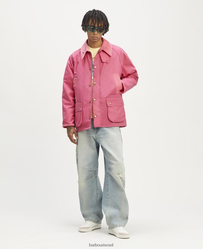 Palm Angels x Barbour ורוד עז גברים מעיל שעווה של malik bedale R86Z6X72 הַלבָּשָׁה